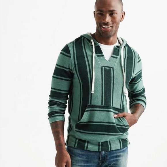 Lucky Brand Other - Lucky Brand Green Stripe Baja Hoodie Pullover M
